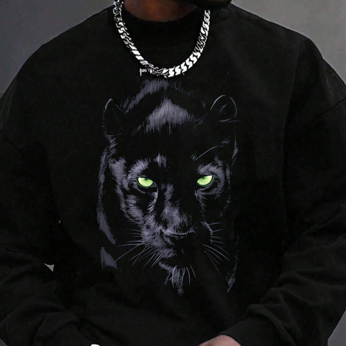 Sudadera con cuello redondo y mangas largas suelta para hombre, estampada con animales, para la primavera y el otoño