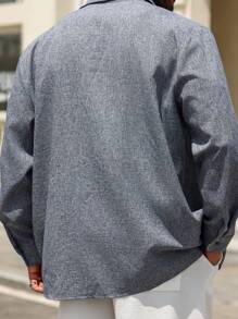 Manfinity Homme Men's Plus Size Solid Color Simple Daily Shirt Plain Casual - Blue - View 2