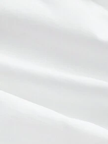 SHEIN MOD 大尺碼蕾絲修邊系帶前排扣襯衫，燈籠袖 - 白色 - 查看 4