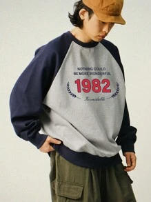 DAZY Men's Autumn Splice Letter Printed Pullover Sweatshirt - Multicolor - View 6