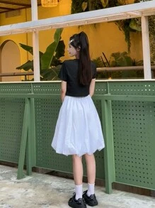 SHEIN 2 Stücke Set aus engem kurzen T-Shirt und Bud Rock für Teenager Mädchen, Schleifenmuster, Sommer