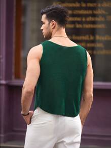 Manfinity VCAY Men's Loose Casual Knit Vest - Dark Green - View 2