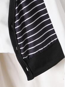 1 pieza Camisa a rayas estilo preppy 2 en 1 para niños, primavera y otoño - Blanco y Negro - Ver 6
