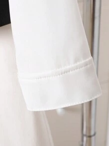 1 pieza Camisa a rayas estilo preppy 2 en 1 para niños, primavera y otoño - Blanco y Negro - Ver 4