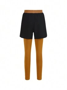 SHEIN 青少年男孩舒適彈性透氣排汗簡約訓練跑步騎行運動編織長褲