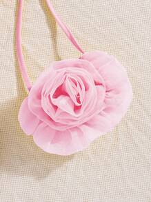 SHEIN 年轻女孩时尚 3D 花朵背心和纯色蝴蝶结裙子 2 件套 - 彩色 - 查看 7