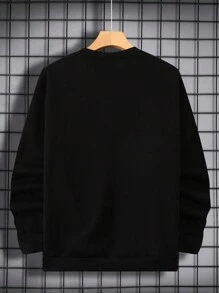 Manfinity Dauomo Men's Spring And Autumn Loose Fit Casual Round Neck Long Sleeve Sweatshirt With Animal Prints - Black - View 2