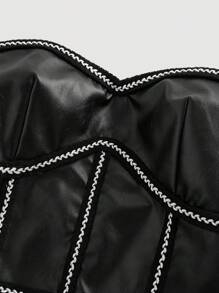 SHEIN MOD Parte superior recortada con cintura negra y tiras sin tirantes, parte superior Y2K, ropa de otoño, ropa retro de mujer, top tubo negro