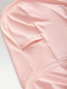 SHEIN 青少女前拉鍊長袖連帽裙，帶褶皺設計，防曬清涼，休閒假日適用