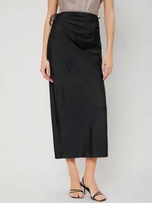 MOTF PREMIUM STRAIGHT DRAWSTRING SKIRT - Black - View 5