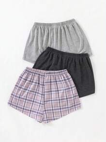 SHEIN Women's Casual Everyday Home Wear Bottoms Sleep Shorts - Multicolor - View 2