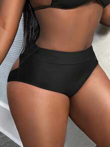 SHEIN Slayr Cut Out Solid Summer Beach Briefs Bikini Bottom - Black - View 3