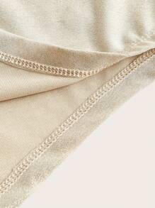 SHEIN X KeniaOs SHEIN ICON Váy xếp ly lấp lánh xẻ đùi phía trước - Màu be - Xem 7