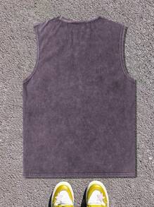 Manfinity EMRG Men's Simple Printed Sleeveless Tank Top For Summer - Purple - View 2
