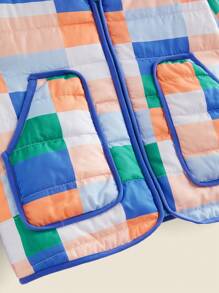 SHEIN Kurtka sportowa z bawełny w kratę, kolorowa, z długim rękawem i kieszeniami, dla młodych dziewcząt, na co dzień, na zewnątrz, jesień/zima - Wielokolorowe - Zobacz 6