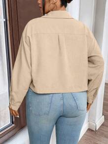 Franclia Plus Flap Pocket Drop Shoulder Jacket - Apricot - View 2