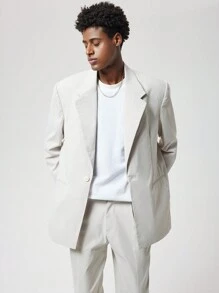 Forever 21 深灰色超大尺寸西裝外套 - 杏色 - 查看 1