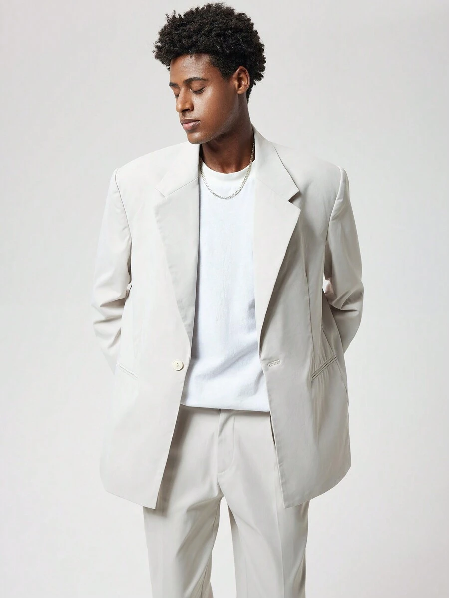 Forever 21 深灰色超大尺寸西裝外套 - 杏色 - 查看 1