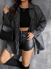 SHEIN Privé Plus Size Elegant Commuter High Street Back-To-School Party Music Festival Date Night Red Personalized Vest(Worn Alone Or Layered) & Long Straight Leg Pants Christmas Women Suit In Fall/Winter - Black - View 6