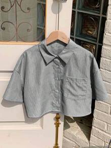 Comfortcana Áo sơ mi nữ sọc xẻ lưng - màu đen - Xem 3