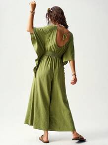 Bohemela Vacation Loose Batwing Sleeve Jumpsuit For Women - Grey - View 4