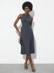 Maija 女士圓領純色無袖休閒夏季裙