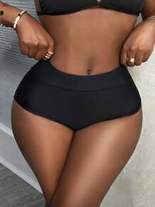 SHEIN Slayr Cut Out Solid Summer Beach Briefs Bikini Bottom - Black - View 2