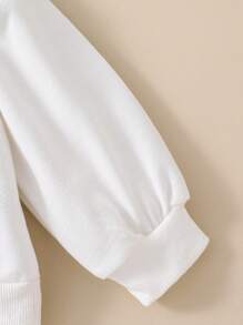 寶寶女孩長袖衛衣和牛仔拼接裙套裝，秋季 - 白色 - 查看 8