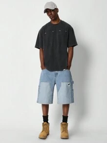 SUMWON Áo thun giặt có in hình phi hành gia - màu đen - Xem 4