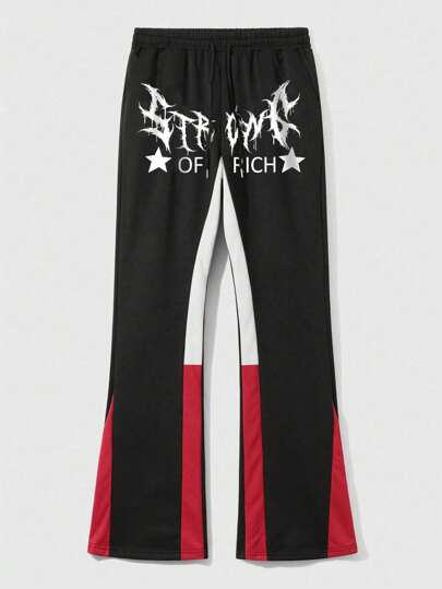 Street Life Pantaloni larghi a gamba larga da uomo con stampa e blocchi di colore, perfetti per la primavera/estate