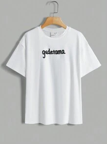 Gudetama X SHEIN Tween Boy卡通漫畫印花寬鬆T恤