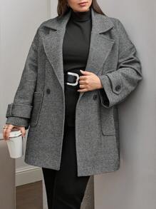 RueChic Cappotto oversize in cotone da donna con collo a bavero, spalle scoperte e doppio bottone
