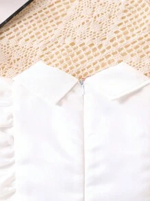 SHEIN Baby Girl Peter Pan Collar Dress With Ruffle Sleeves & Hem - White - View 3