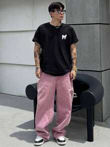 DAZY Men's Casual Butterfly Print T-Shirt For Summer - Black - View 7