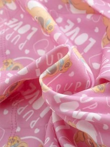 SCOOBY-DOO X SHEIN Baby Girl Cartoon Dog Printed Cami Top And Sweet Pink Pleated Skirt, Summer