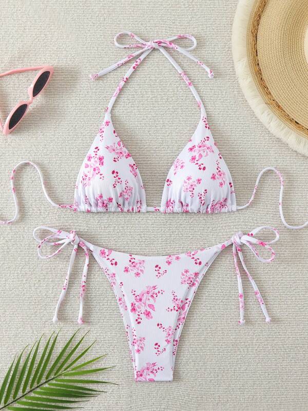 Swim Mod Damen Bademode Set, zufälliges bedrucktes Muster Sommer