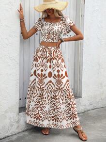 Breezaya Women's Vacation Printed Two-Piece Set - Brown - View 8