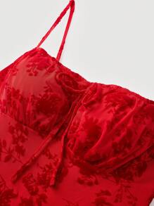 SHEIN MOD Black Date Night Romantic Floral Print Tie Front Cami Dress