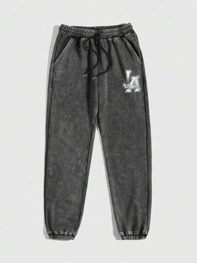 Street Life Pantalon de jogging décontracté pour homme, avec cordon de serrage imprimé de lettres