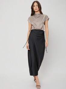 MOTF PREMIUM STRAIGHT DRAWSTRING SKIRT - Black - View 3