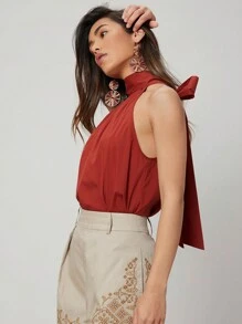 MOTF PREMIUM TIE BACK TOP - Burgundy - View 4