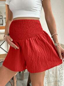SHEIN Zwangerschapsshorts in effen kleur, eenvoudige stijl, vrijetijdskleding voor het dagelijks leven