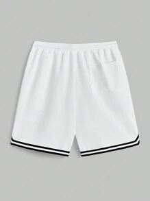 Manfinity NXTstreet Herren bedrucktes Set aus locker sitzendem Rundhals-Kurzarm-T-Shirt mit englischem Muster, geeignet für den Sommer - Weiss - Übersicht 3