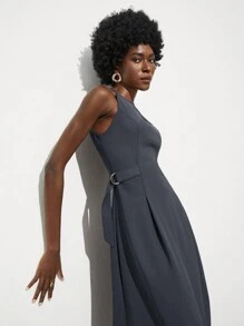 Maija 女士圓領純色無袖休閒夏季裙