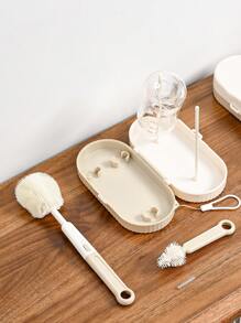 Cozy Pixies Baby Bottle Feeding Accessories Portable Elephant Bottle Brush Set - Khaki - View 5
