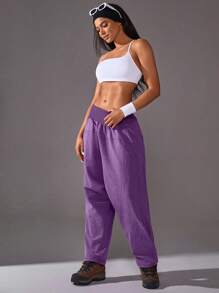 VARSIVA Sports Summer Outdoors Basic  Pockets With Pants Gym Wear Set - Purple - View 6