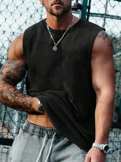 Manfinity Homme Men's Summer Casual Solid Color Tank Top