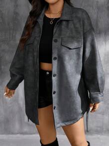 SHEIN Privé Plus Size Elegant Commuter High Street Back-To-School Party Music Festival Date Night Red Personalized Vest(Worn Alone Or Layered) & Long Straight Leg Pants Christmas Women Suit In Fall/Winter - Black - View 3