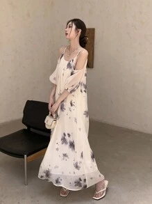 EastFlair Women's Simple Everyday Chinese Style Tie Dye Dress