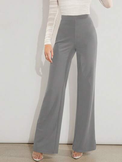 Firerie Pantalones largos con cintura alta, de unicolor y tejido, para mujer, de estilo casual